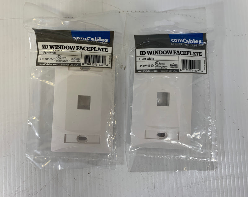 Lot of 2 comCables ID Window Faceplates FP-1WHT-ID