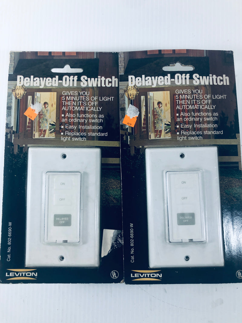 Leviton Delayed-Off Switch 802-6690-W Lot of 2