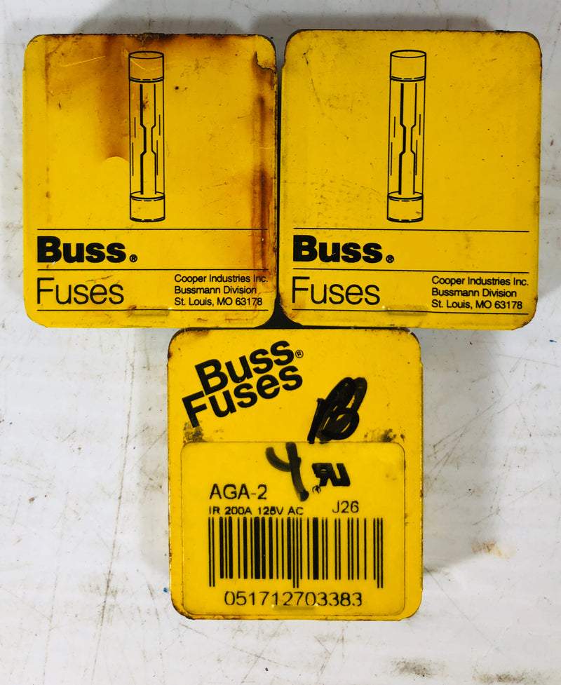 Buss Fuses AGA-2 3 Boxes (Lot of 12 Fuses)