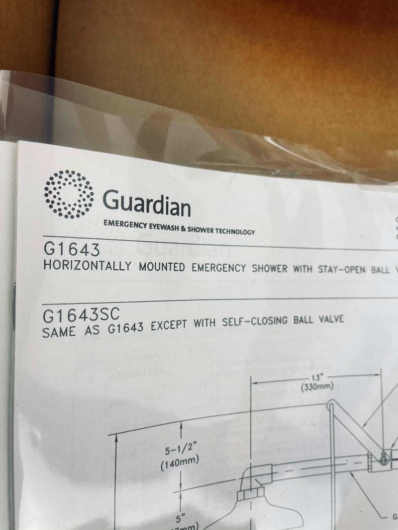 Guardian Horizontally Mounted Emergency Shower G1643