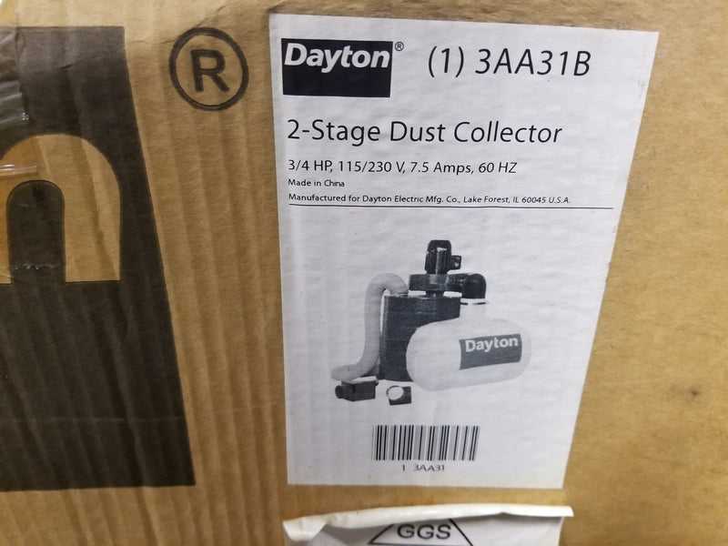 Dayton 3AA31B 2-Stage Dust Collector 3/4HP