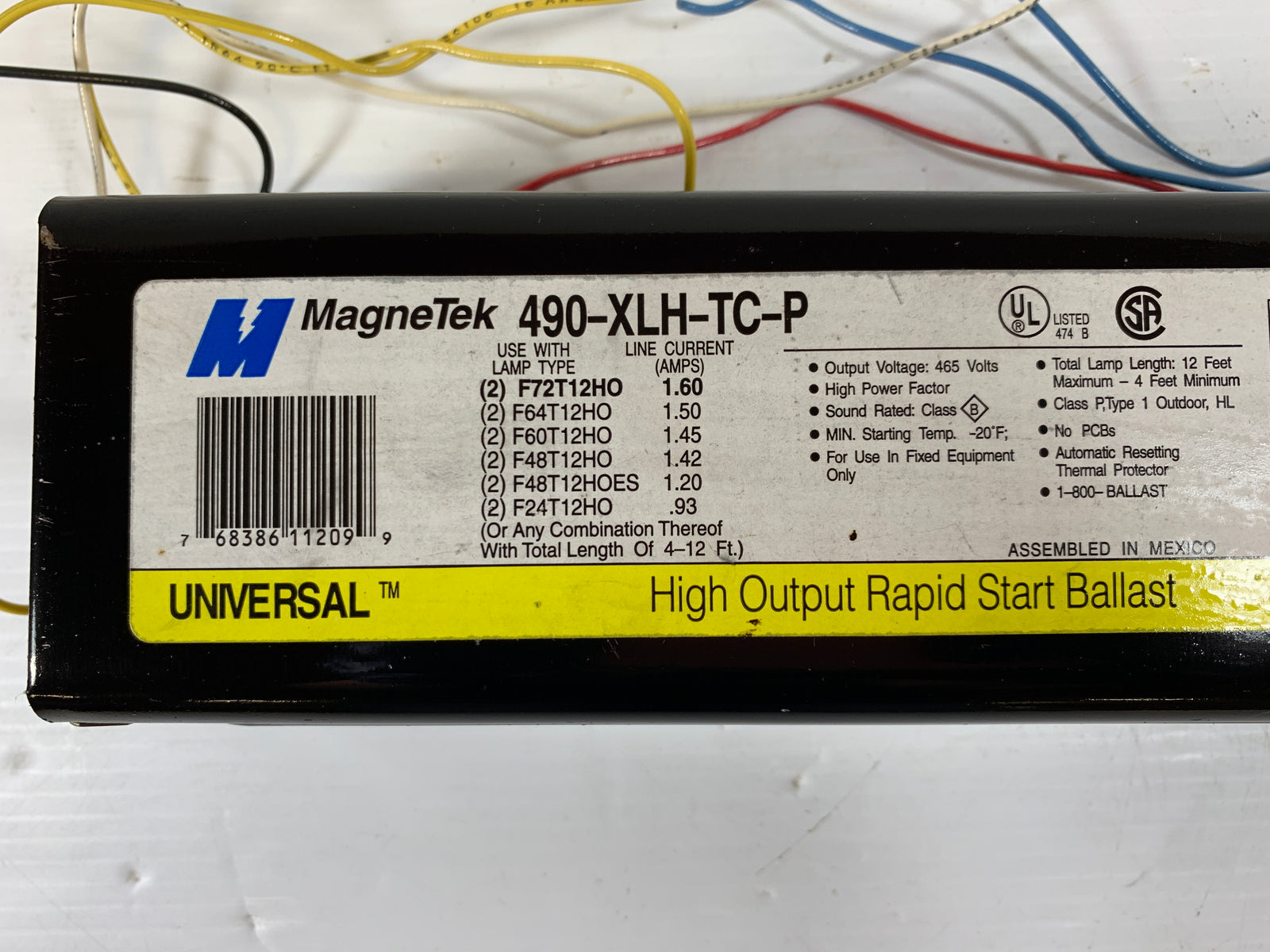 Ballast 490XLHTCP 120 Volts 60 Hz Metal Logics, Inc.