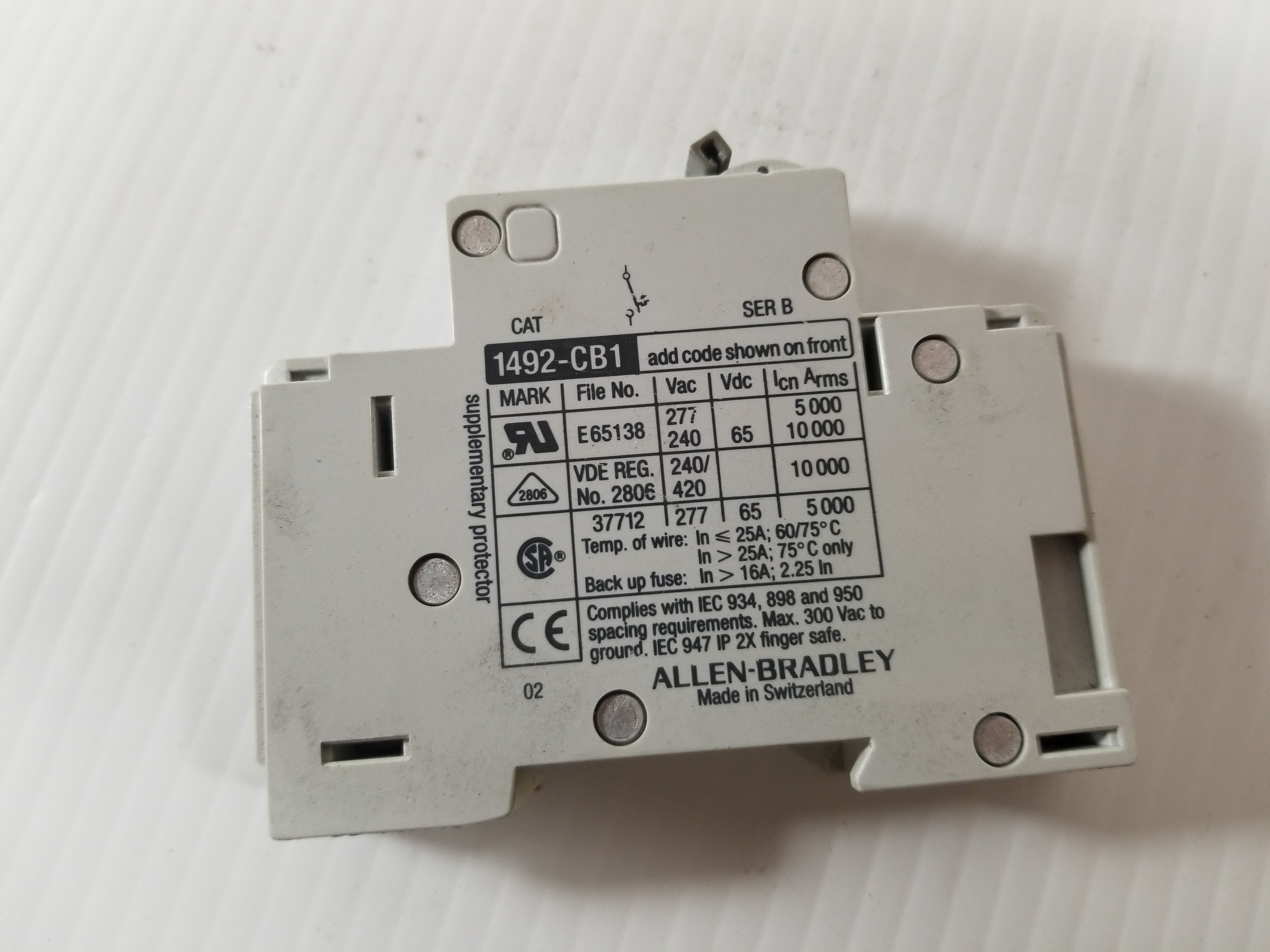 Allen-Bradley 1492-CB1 G250 Circuit Breaker 1-Pole 25A