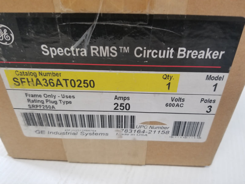 GE SFHA36AT0250 Spectra RMS Circuit Breaker 250A 3-Pole