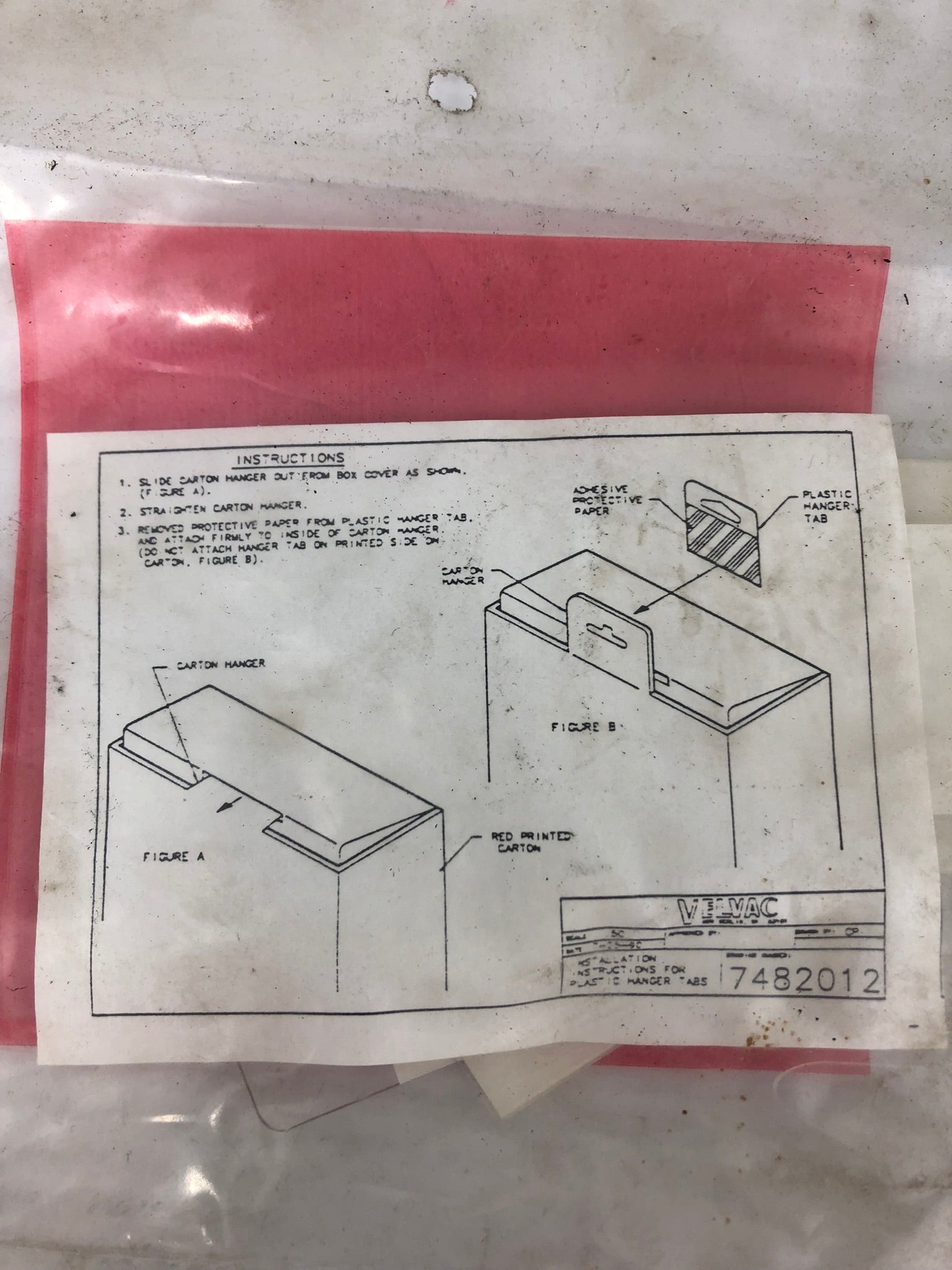 Velvac 748201 Hanger Tabs for Display Cartons - Lot of 3 Bags