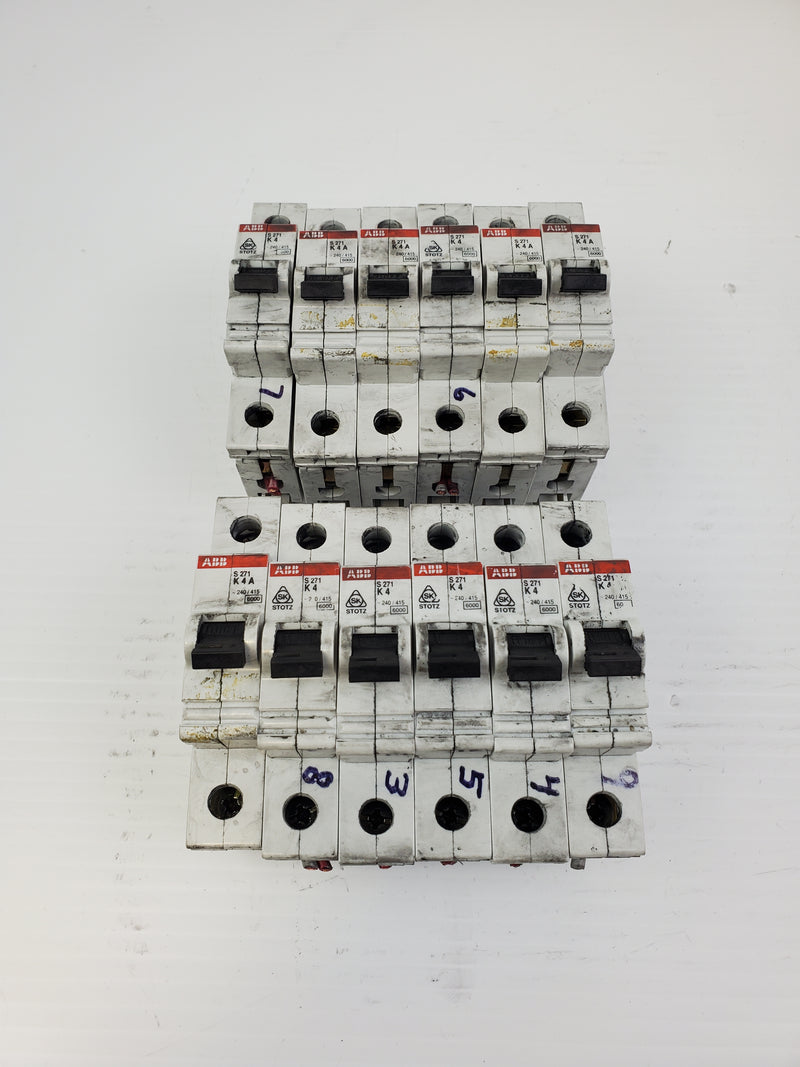 ABB S271 K4A Circuit Breaker 277/480 VAC S 271 K4 (Lot of 12)