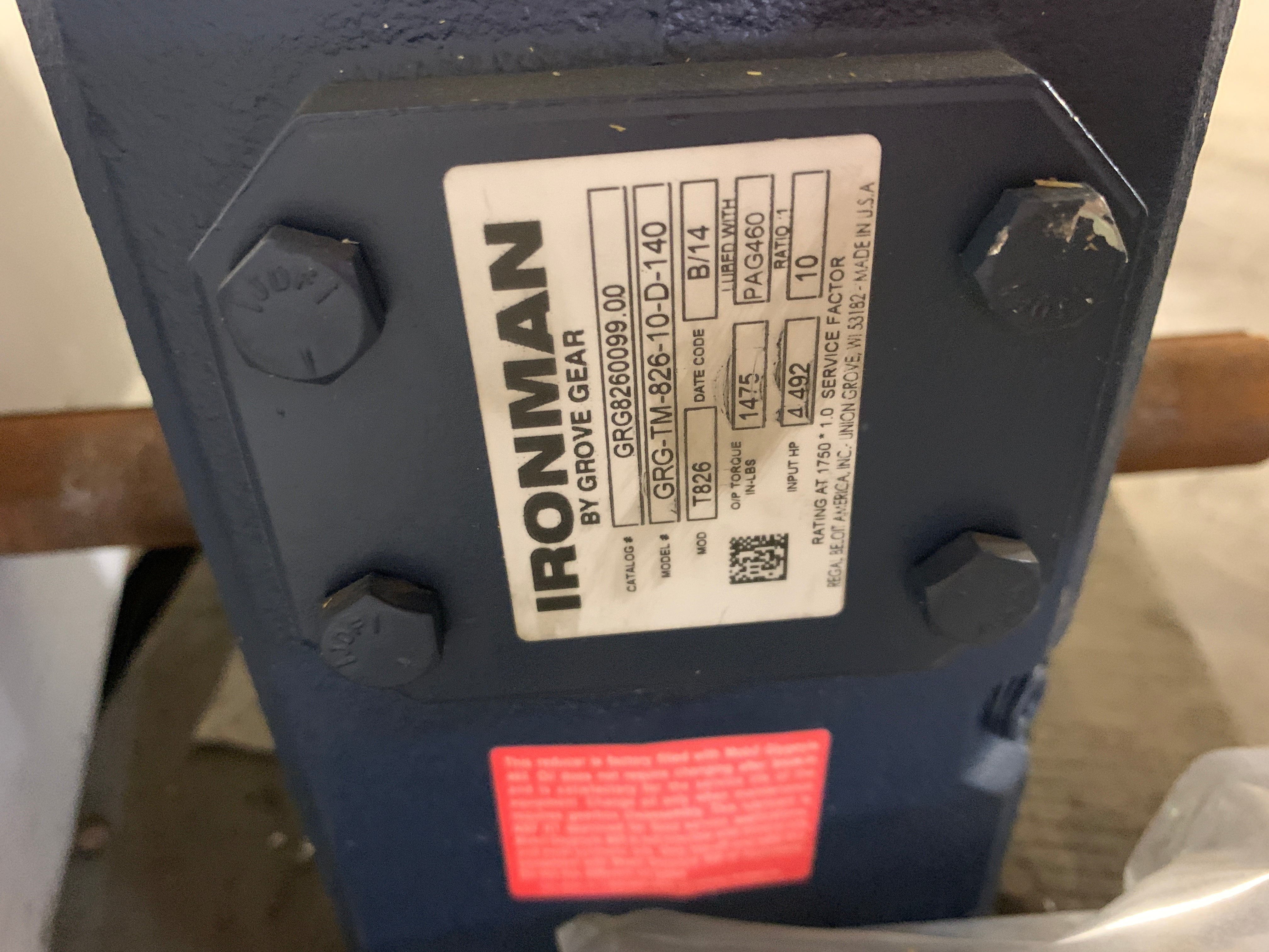 Ironman Grove Gear GRG-TM-826-10-D-140 Gear Reducer GRG8260099.00