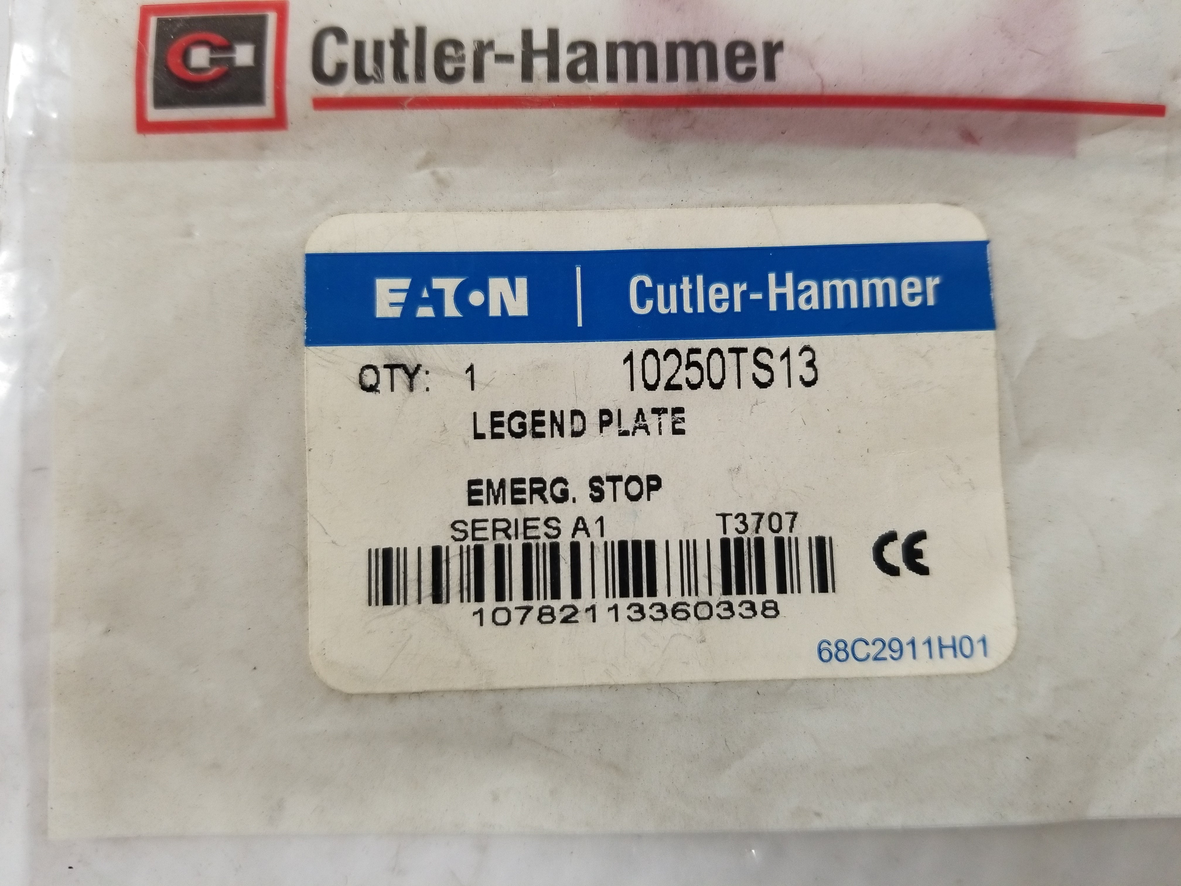Eaton 10250TS13 Legend Plate Emergency Stop
