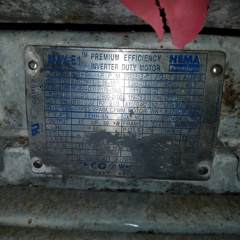 Nema Max E-1 324T 40HP AEHH-8N EP0404 Motor