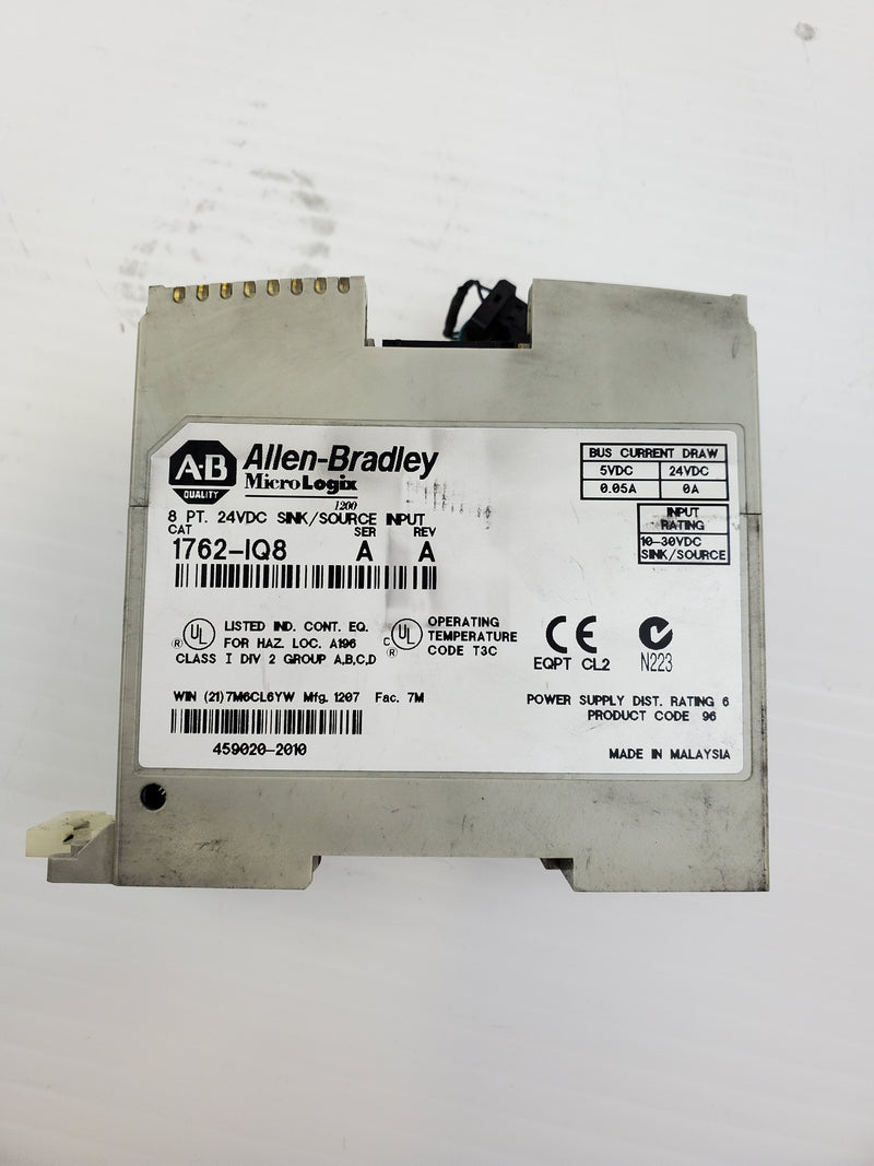 Allen Braldey 1762-IQ8 SER A REV A Sink/Source Input Module MicroLogix 1762IQ8