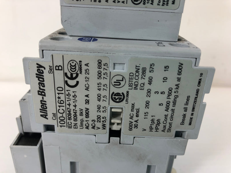 Allen-Bradley 100-C16*10 Ser B Contactor 110/120V with 100-F and 100-FSV136