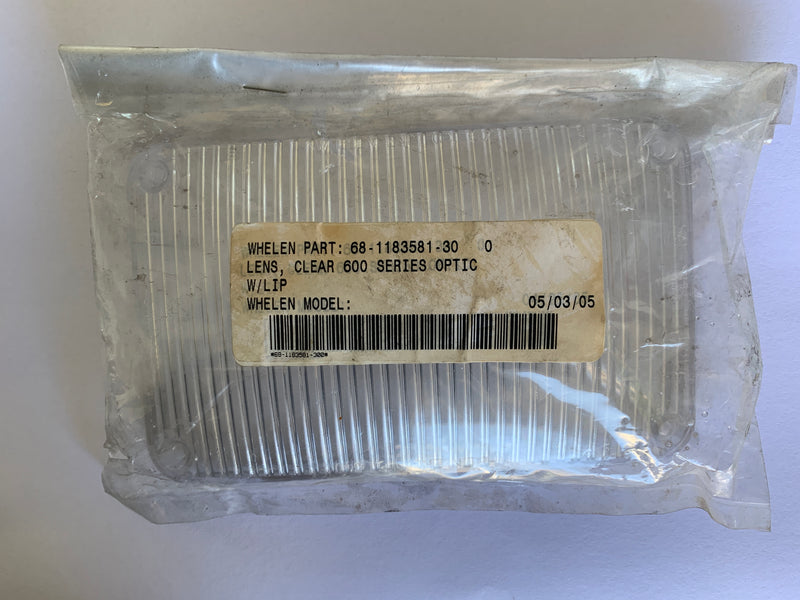 Whelen 600 Series Clear Lens with Lip PN: 68-1183581-300