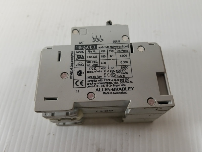 Allen-Bradley 1492-CB3H200 3-Pole 20A Circuit Breaker