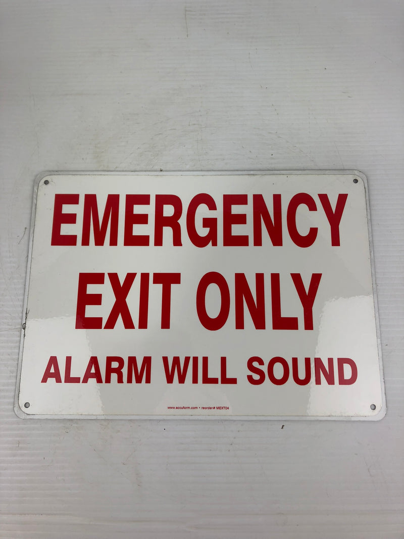 Accuform MEXT04 Metal Emergency Exit Only Alarm Will Sound Sign 14 x 10" 129251A