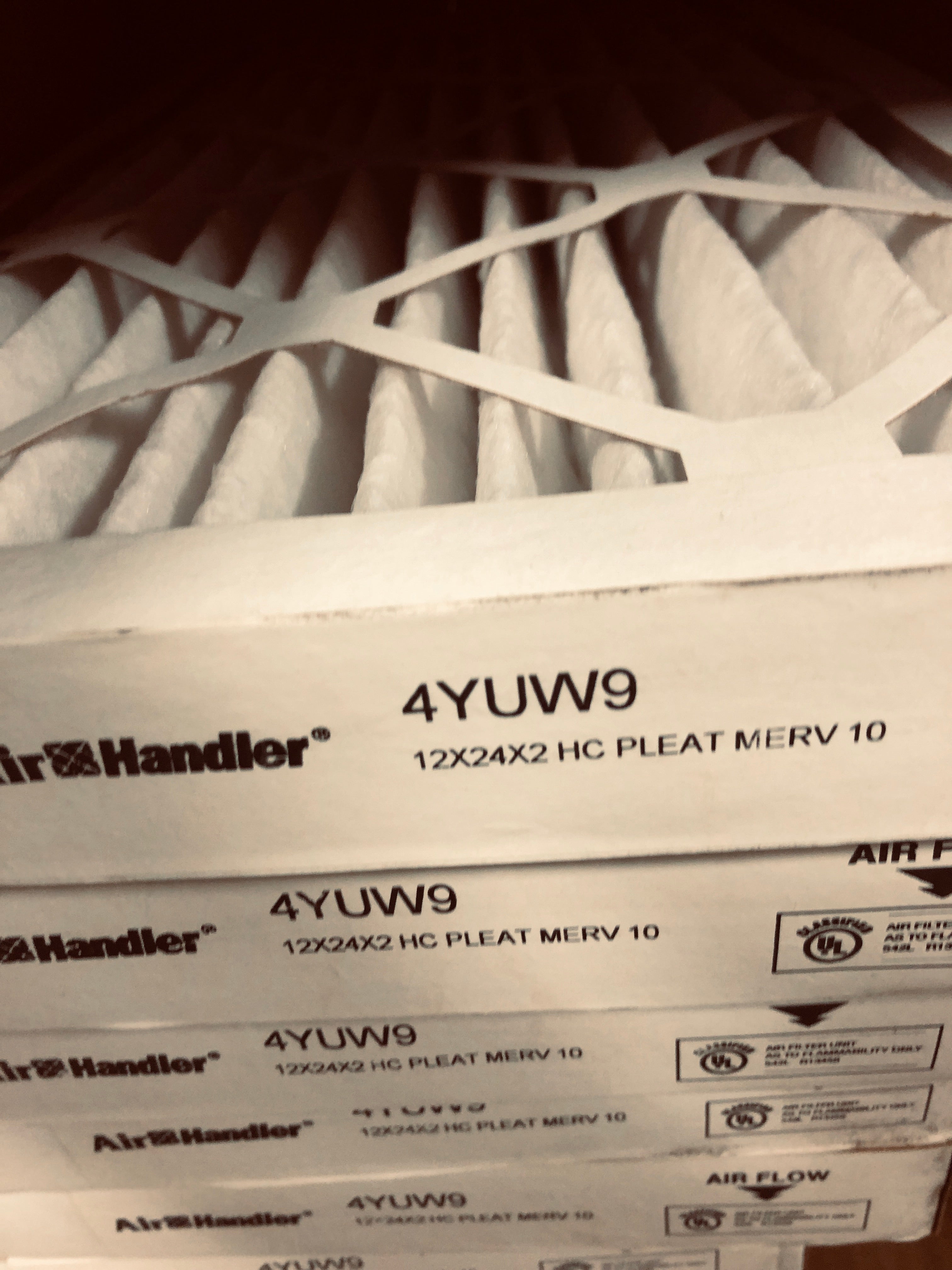 Air Handler Filter 12 x 24 x 2 Pleated Merv 10 4YUW9 (Lot of 7)