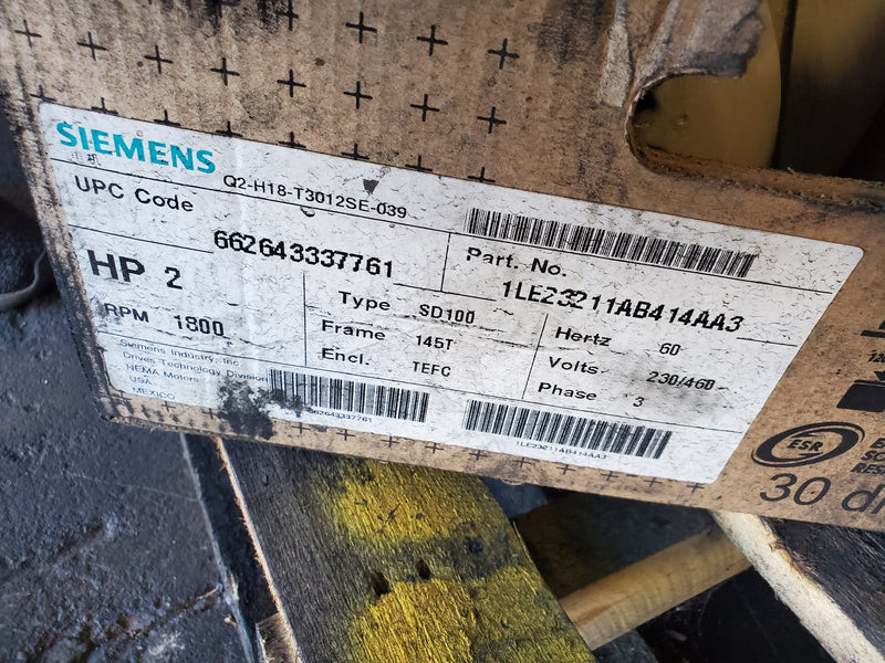 Siemens 1LE23211AB414AA3 Motor 2HP Type SD100 3 Phase