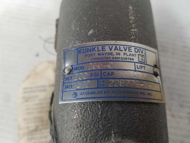 Kunkle Valve 266-C Pressure Relief Valve