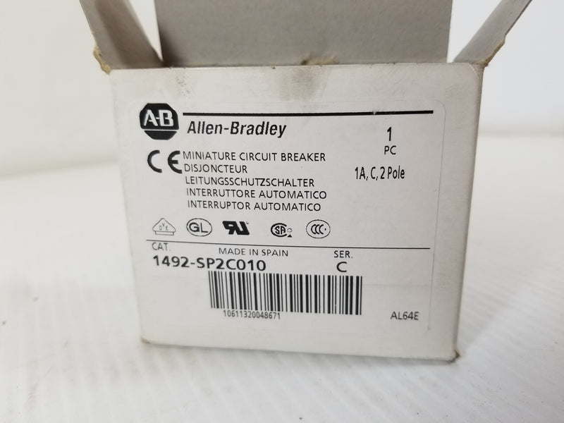 Allen-Bradley 1492-SP2C010 Mini Circuit Breaker 2 Pole 1A