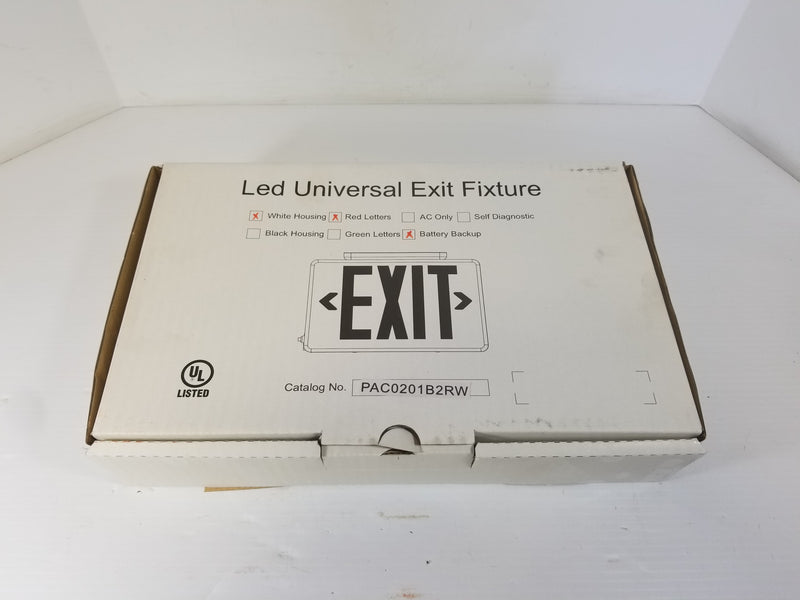 LED Universal Exit Sign PAC0201B2RW with Battery Backup