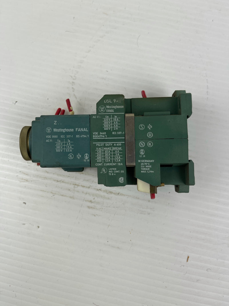 Westinghouse Fanal Contactor Timer and Relay ZA1 DSL 9