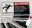 OSHA Safety Sign Stickers 15 Warning Moving Parts and 20 Danger Keep Off 5 x 2.5