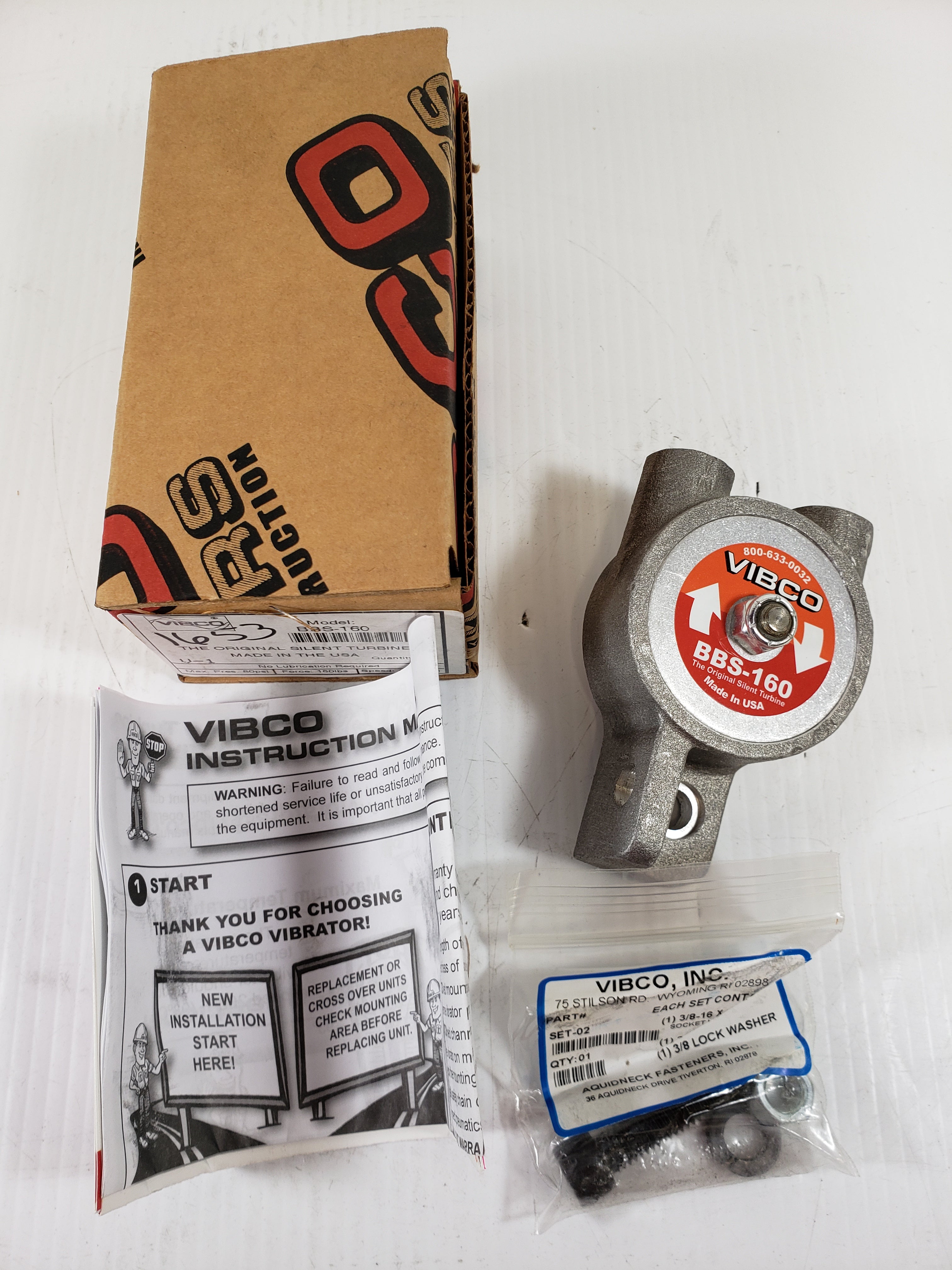 VIBCO BBS-160 Silent Turbine Pneumatic Vibrator 80 PSI 160 Lbs. 9000 RPM