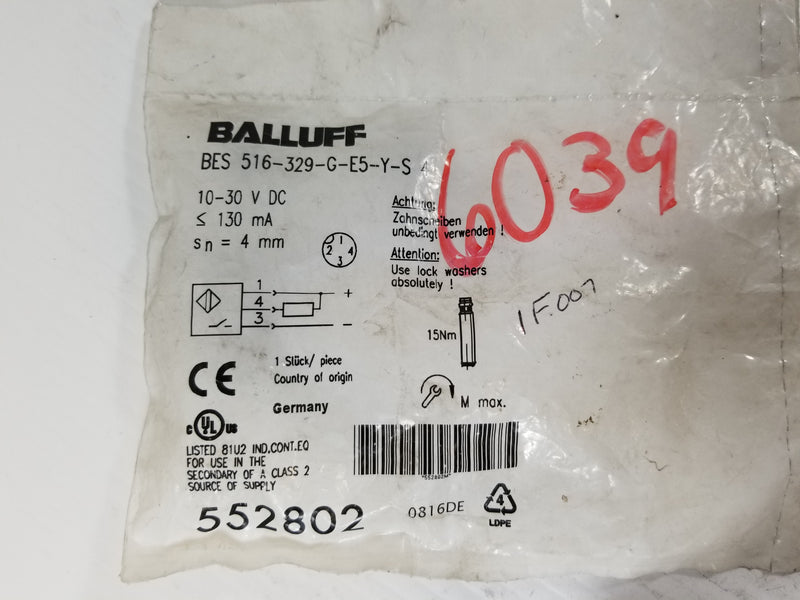 Balluff BES 516-329-G-E5-Y-S Proximity Sensor