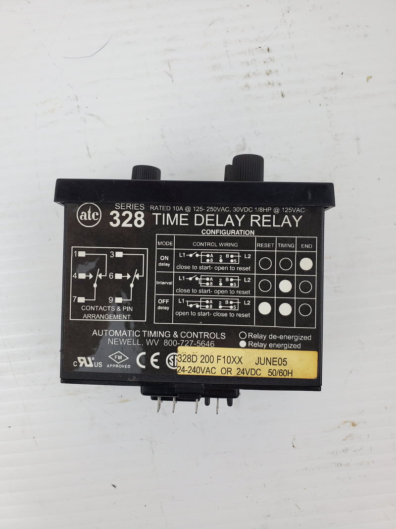 ATC 328D 200 F10XX Time Delay Relay Series 328 24-240VAC/24VDC 50/60H