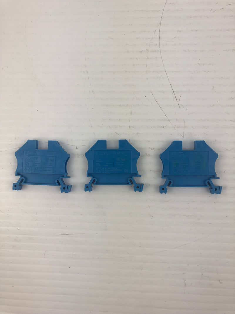 Morsettitalia Euro 4 Ground Terminal Block Blue (Lot of 3)