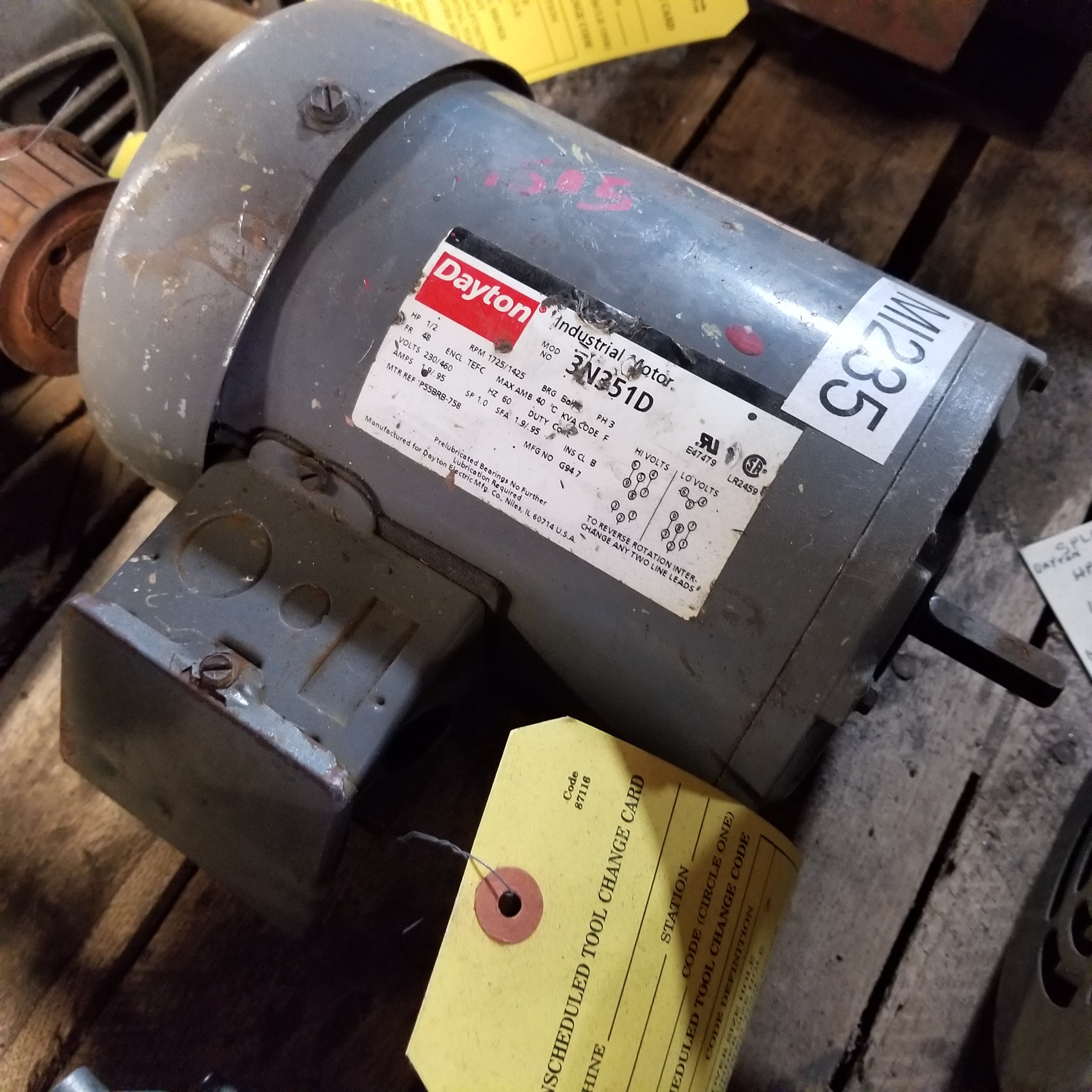 Dayton 3N351D Electric Motor 3 Phase 1/2 HP 1725/1425 RPM