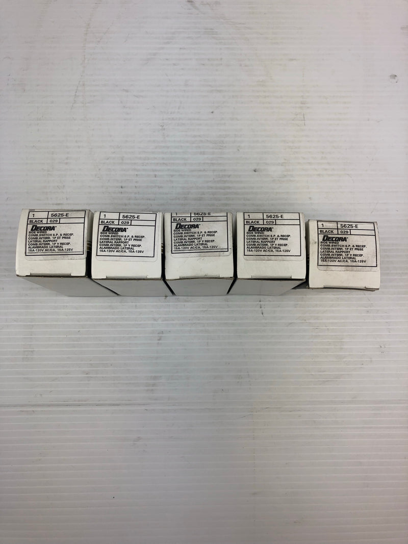 Leviton 5625-E Side Wired Comb Switch S. P. & Rec Black 15A 120 V AC/CA Lot of 5