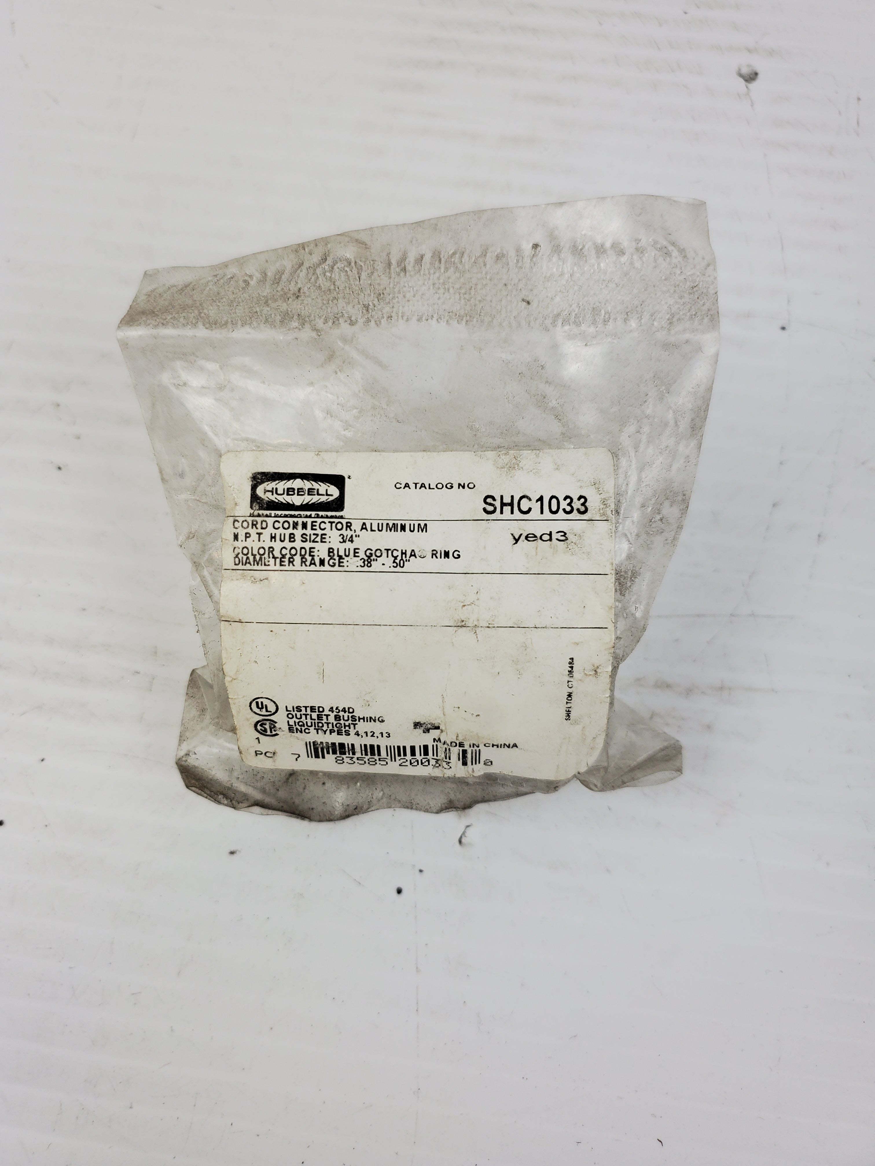 Hubbell SHC1033 Cord Connector Aluminum 3/4" Yed3