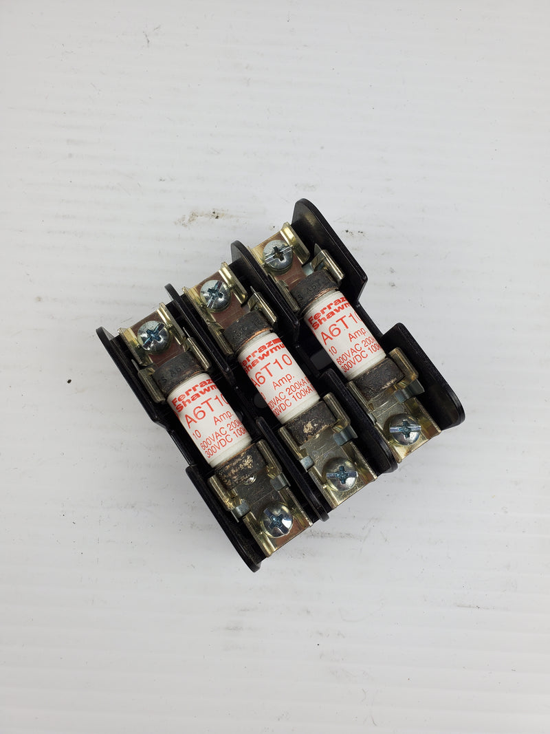 Ferraz Shawmut 60318T Fuse Holder 30A 600V with A6T10 Fuses