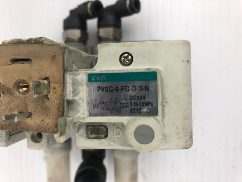 CKD PV5G-6-FG-D-3-N Pneumatic Solenoid Valve 24VDC 0.15-1.0MPa 8Y12 G