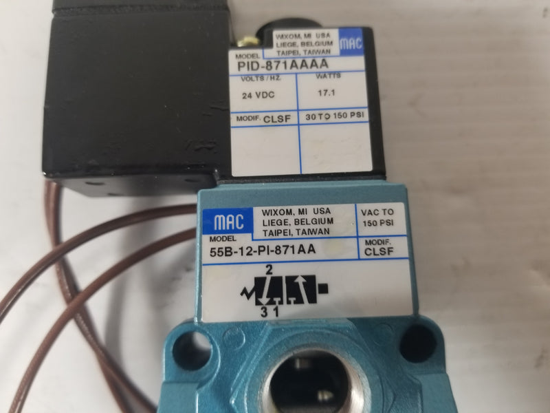 MAC 55B-12-PI-871AA Solenoid Pneumatic Valve