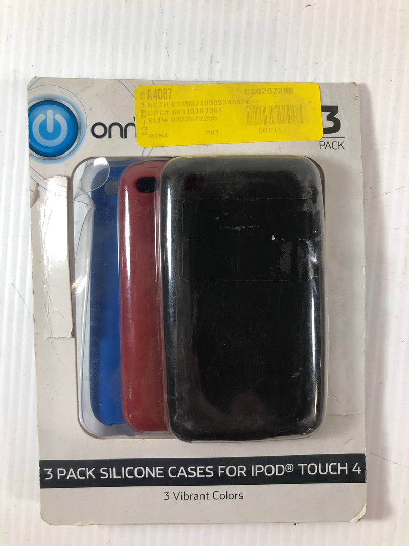 Onn 3 Pack Silicone Cases for iPod Touch 5 & 6 Black Red Blue