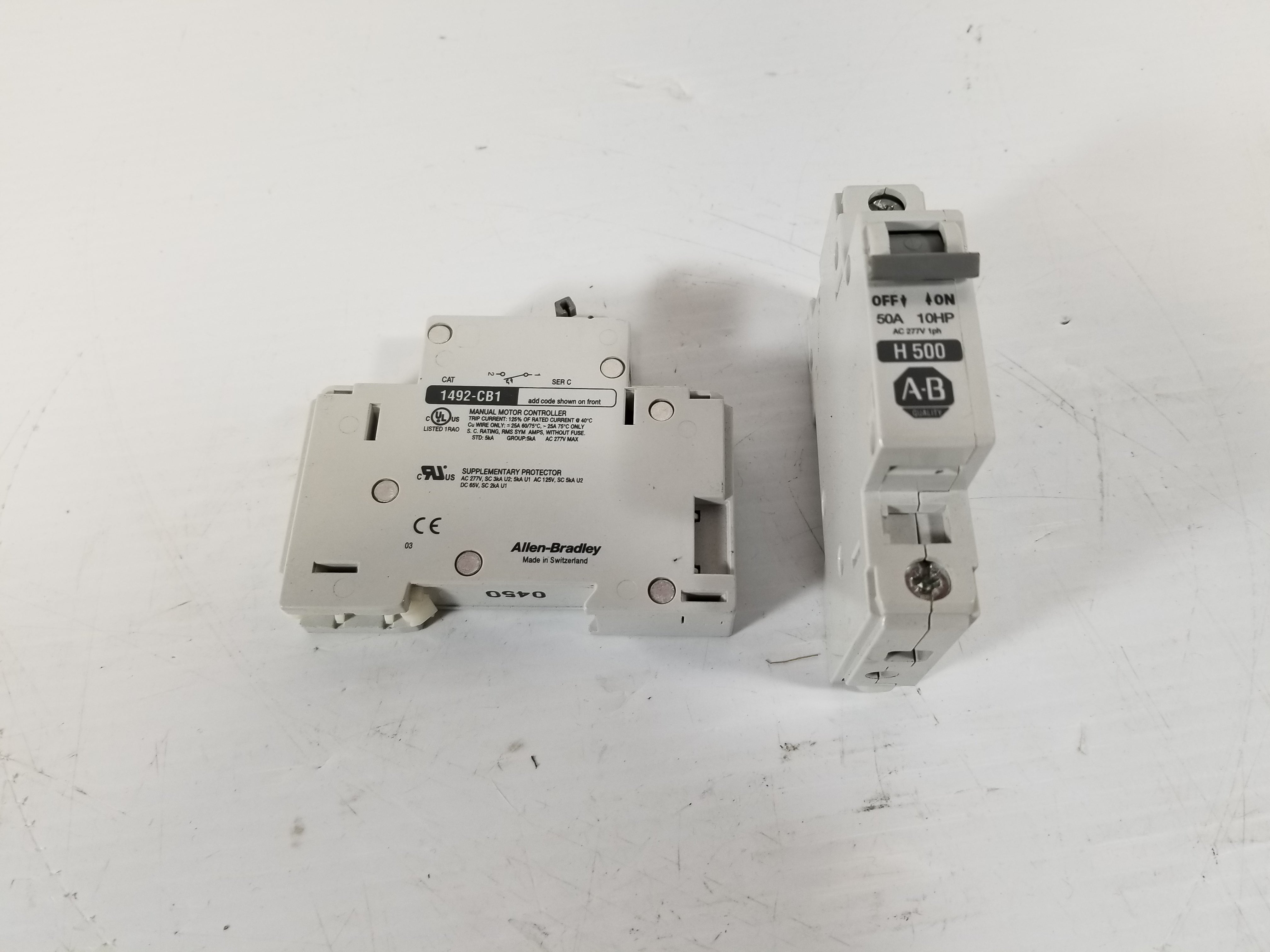 Allen-Bradley 1492-CB1 50A 10HP H500 Manual Motor Controller - Lot of 2