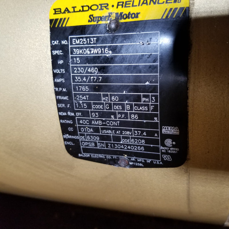 Baldor EM2513T 15HP 3-Phase Electric Motor