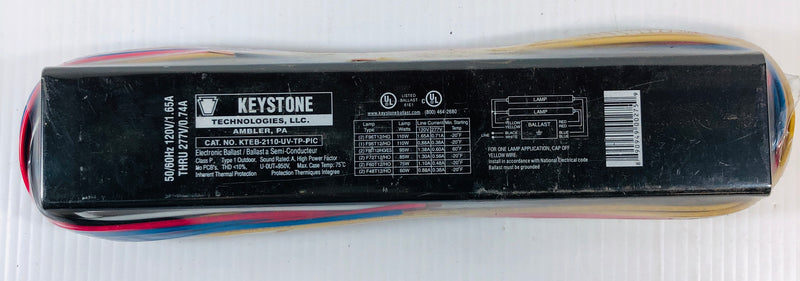 Keystone Technologies Ballast KTEB-2110-UV-TP-PIC 50/60Hz 120V 1.65A