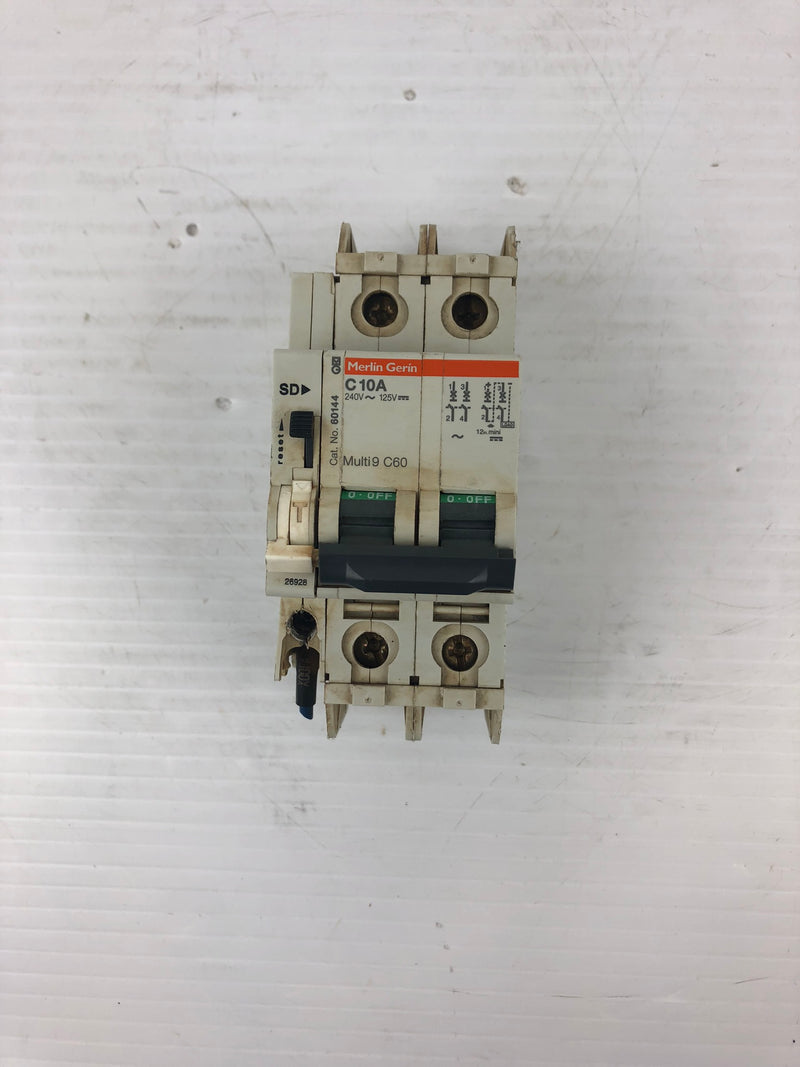 Merlin Gerin C10A 2P Circuit Breaker 60144 Alarm Switch - No Locking Clasp