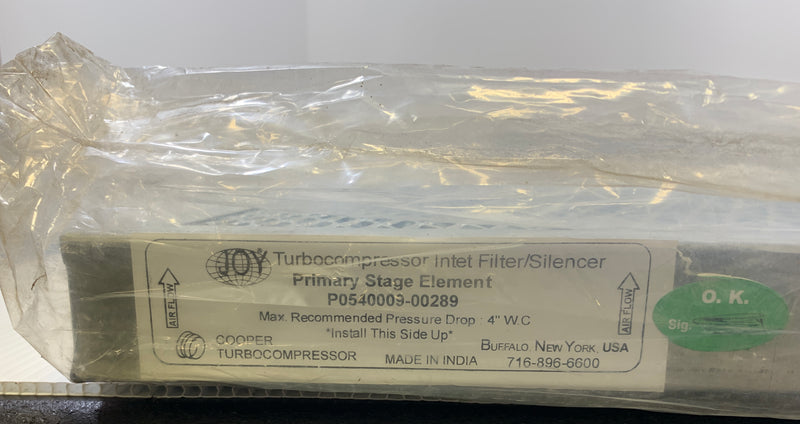 Turbocompressor Inlet Filter/Silencer P0540009-00289 Primary Stage Element