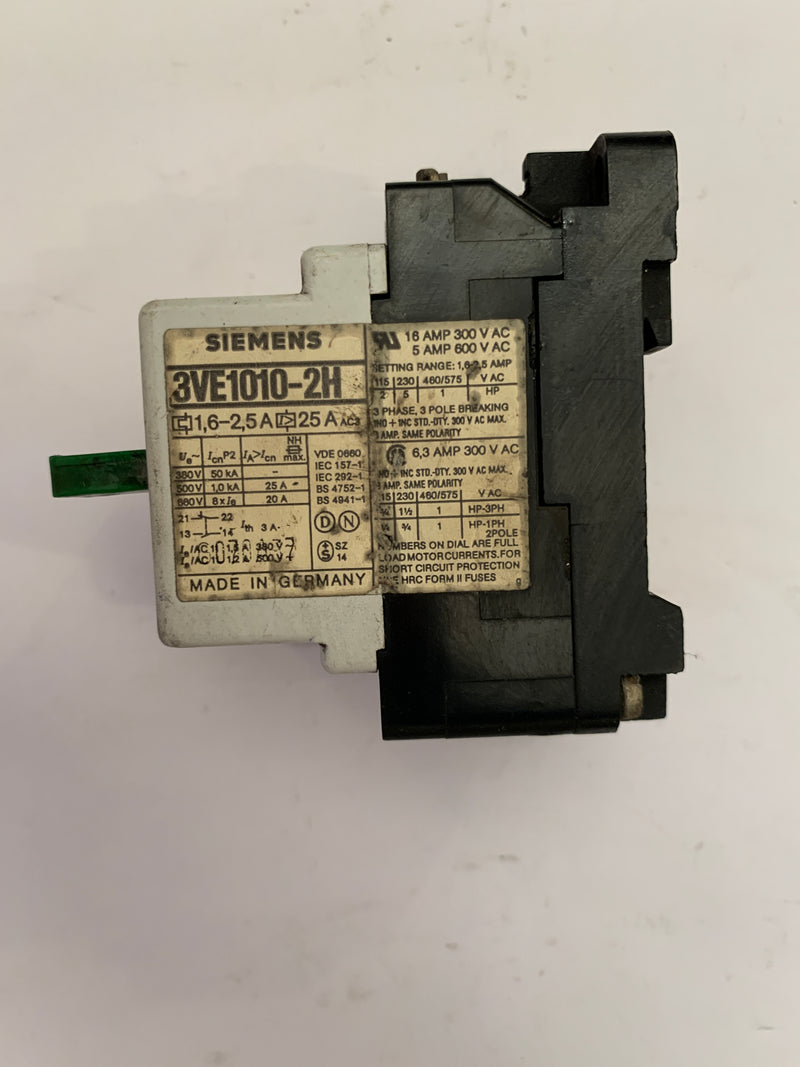 Siemens 3VE1010-2H Manual Motor Starter / Protector