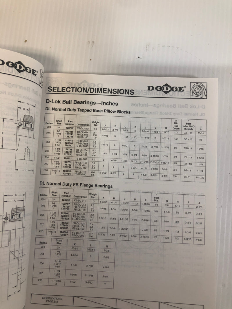 Dodge Bearing Engineering Catalog DMR-1203-1