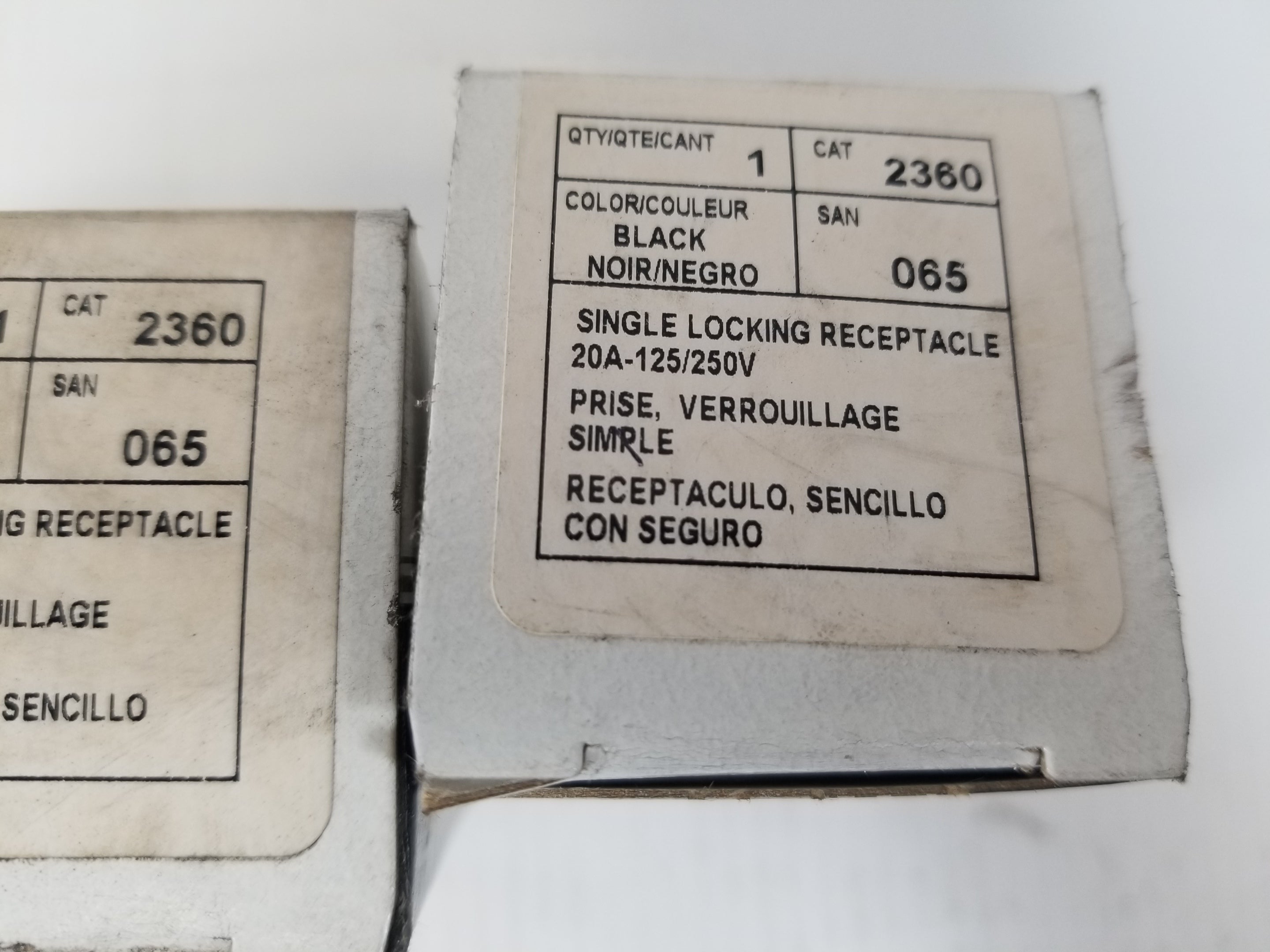 Leviton 2360 Single Locking Receptacle 3-Pole 125/250V 20A Black (Lot of 4)