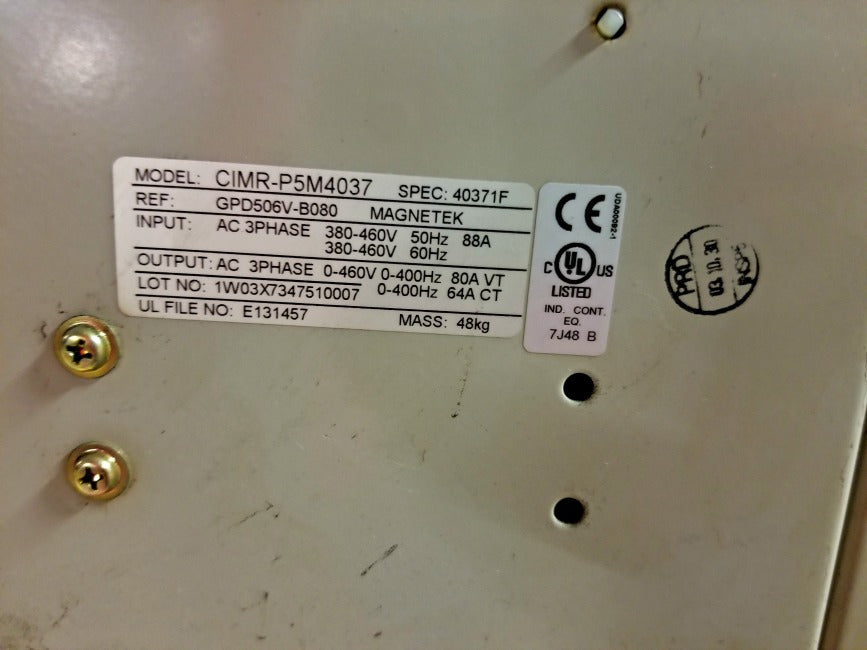 Yaskawa GPD 506/P5 CIMR-P5M4037 Variable Drive Magnetek 3 Phase 380-460V Input