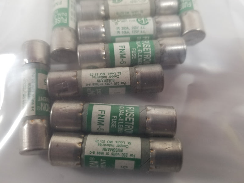 Bussmann FNM-5 Fusetron Dual Element 5A Cartridge Fuse (Lot of 13)