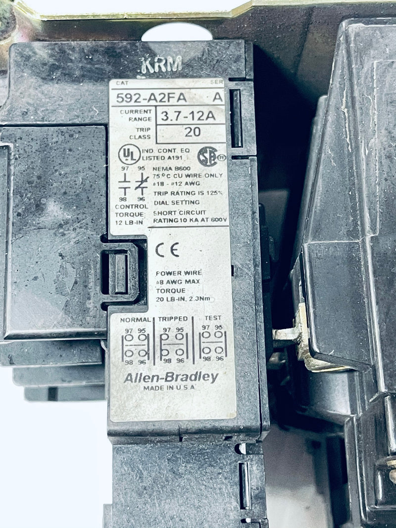 Allen-Bradley Starter 509-AOD-A2F Auxiliary Contact 595-A Relay 592-A2FA