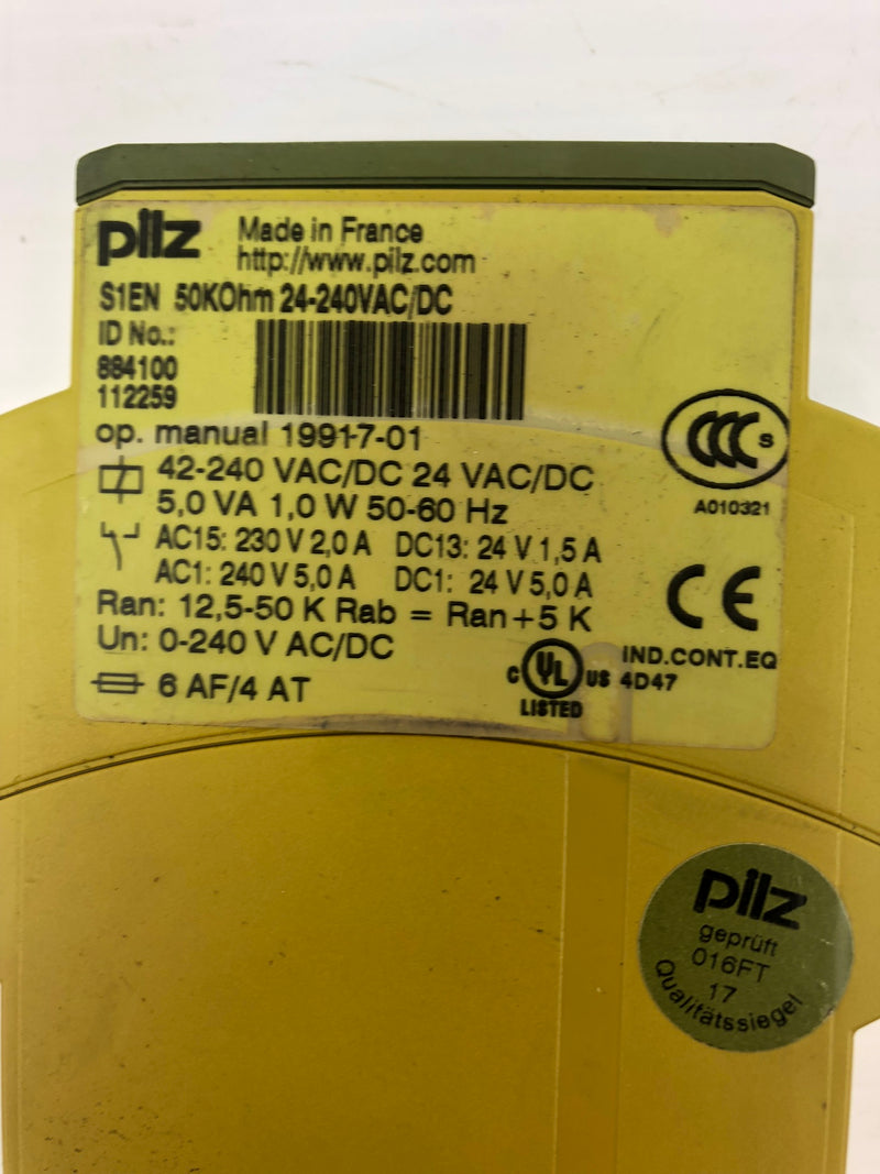 Pilz S1EN 50KOhm Safety Relay 5.0 VA 1.0 W 50/60 Hz