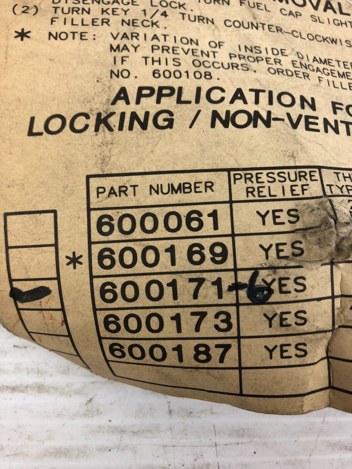 Velvac 600171-6 Locking Gas Cap Key # 36