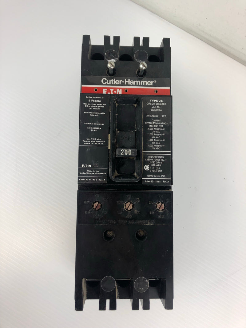 Eaton Cutler-Hammer Circuit Breaker JS360200A 200A JS 3P